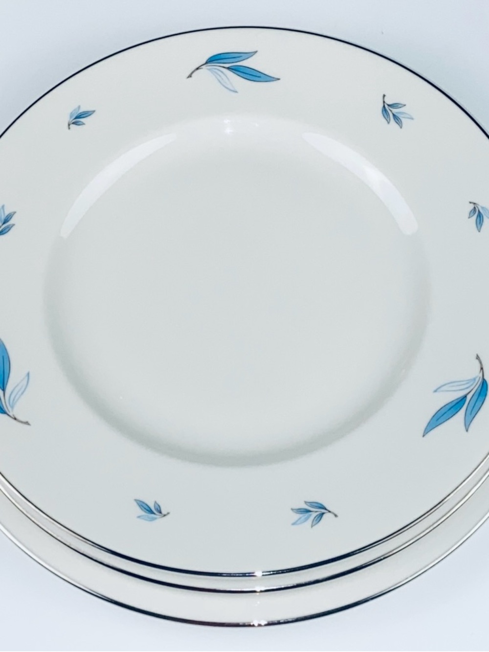 Blue Leaf Ceramic Dinner Plate - White and Blue